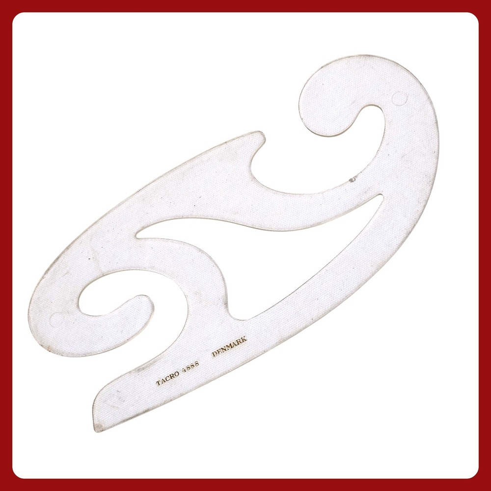 Tacro 4888 French Curve Drafting Tool Clear Plastic Vintage Template Denmark